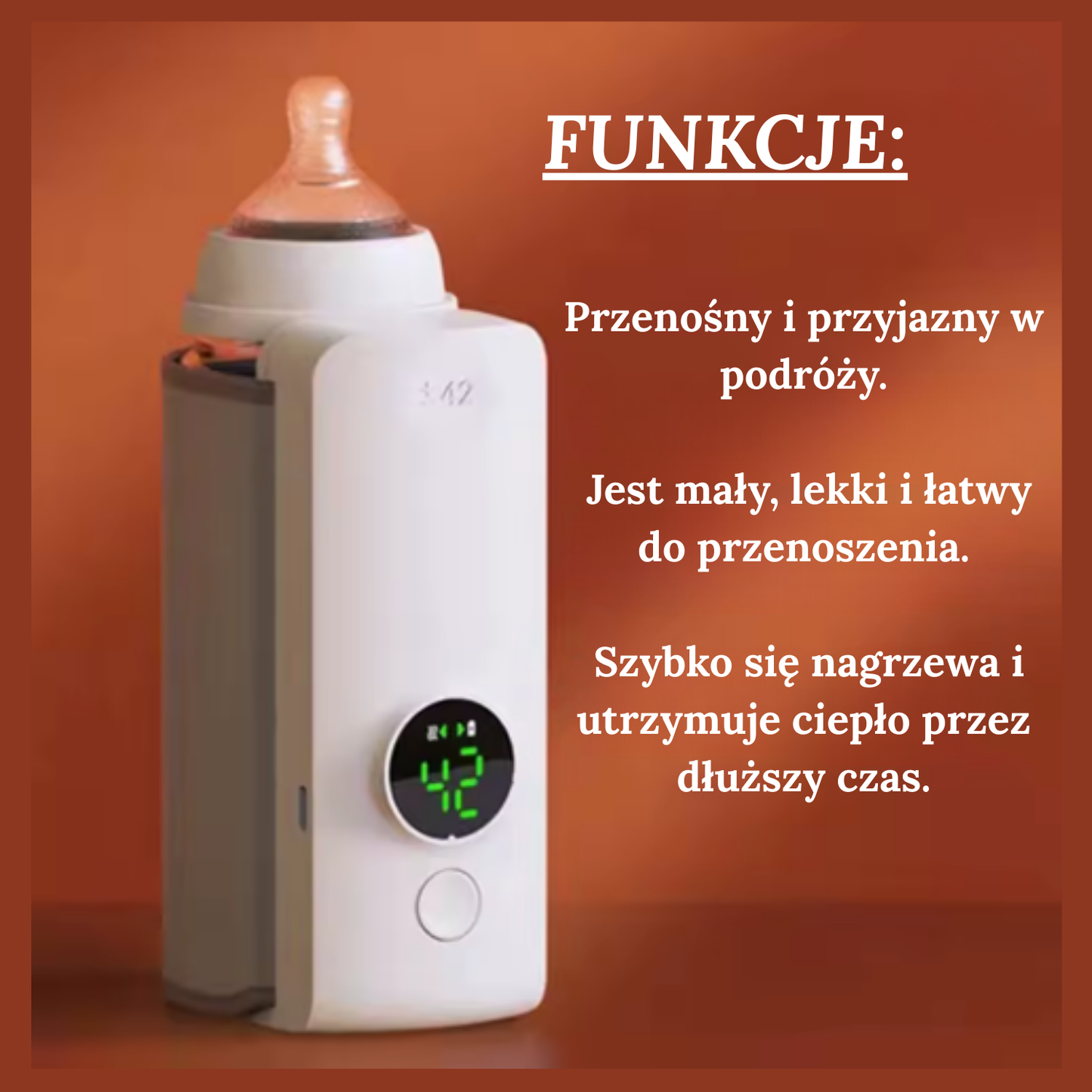 Bezprzewodowy przenośny podgrzewacz do butelek na mleko Wygodny w podróży