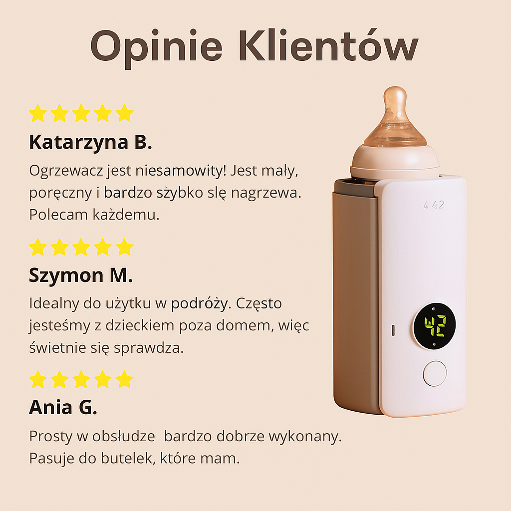 Bezprzewodowy przenośny podgrzewacz do butelek na mleko Wygodny w podróży