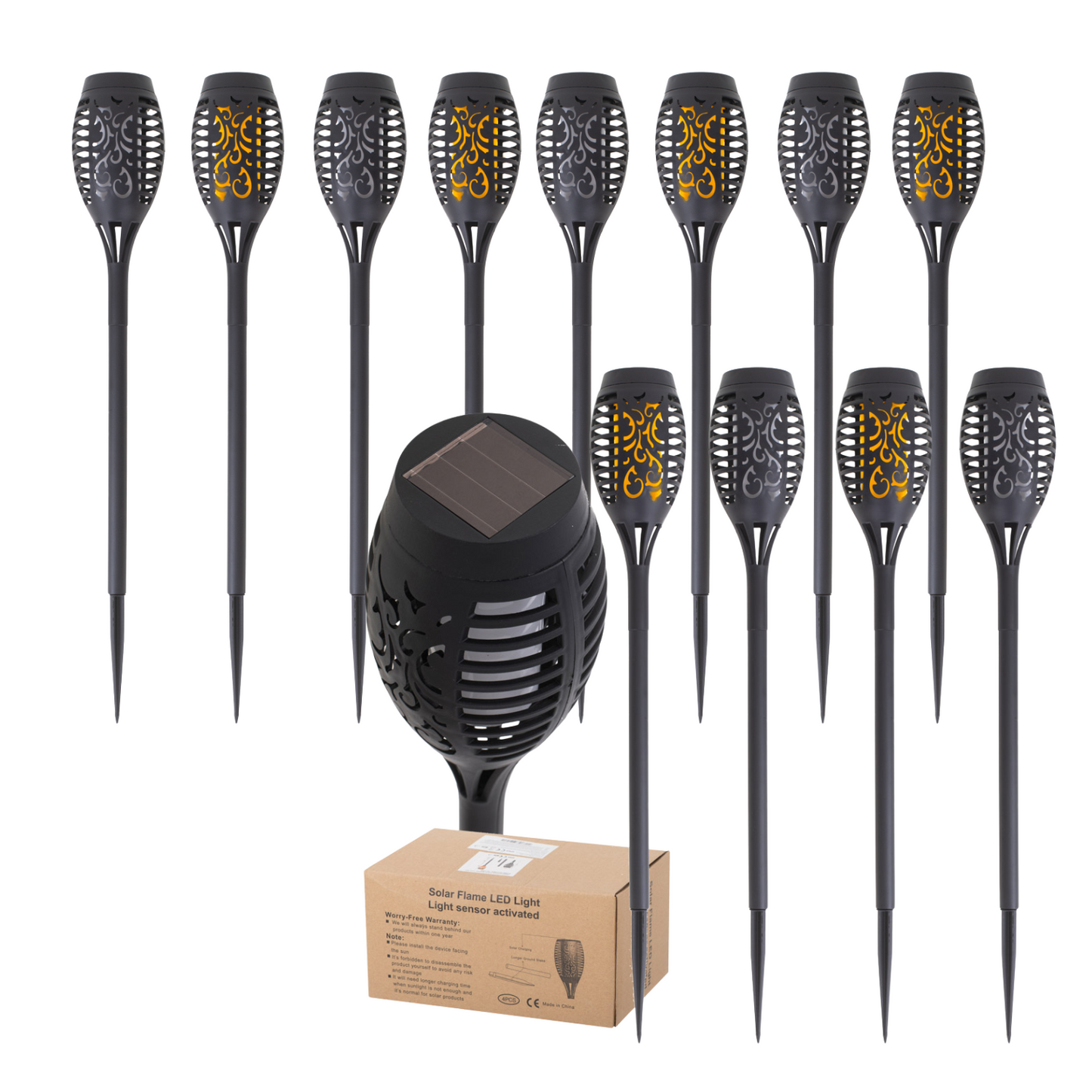 ZESTAW Lampy solarne wbijane ogrodowe pochodnie SOLAR LED 12szt.