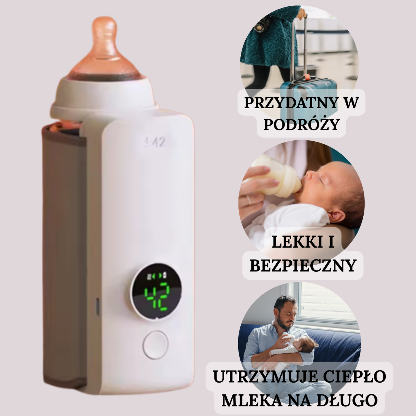 Bezprzewodowy przenośny podgrzewacz do butelek na mleko Wygodny w podróży