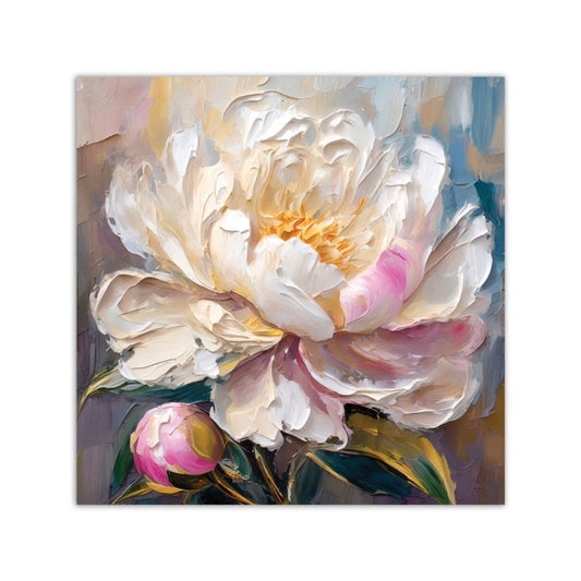 Obraz na płótnie CANVAS Obraz Piwonia malowana 60x60 cm wysoka jakość