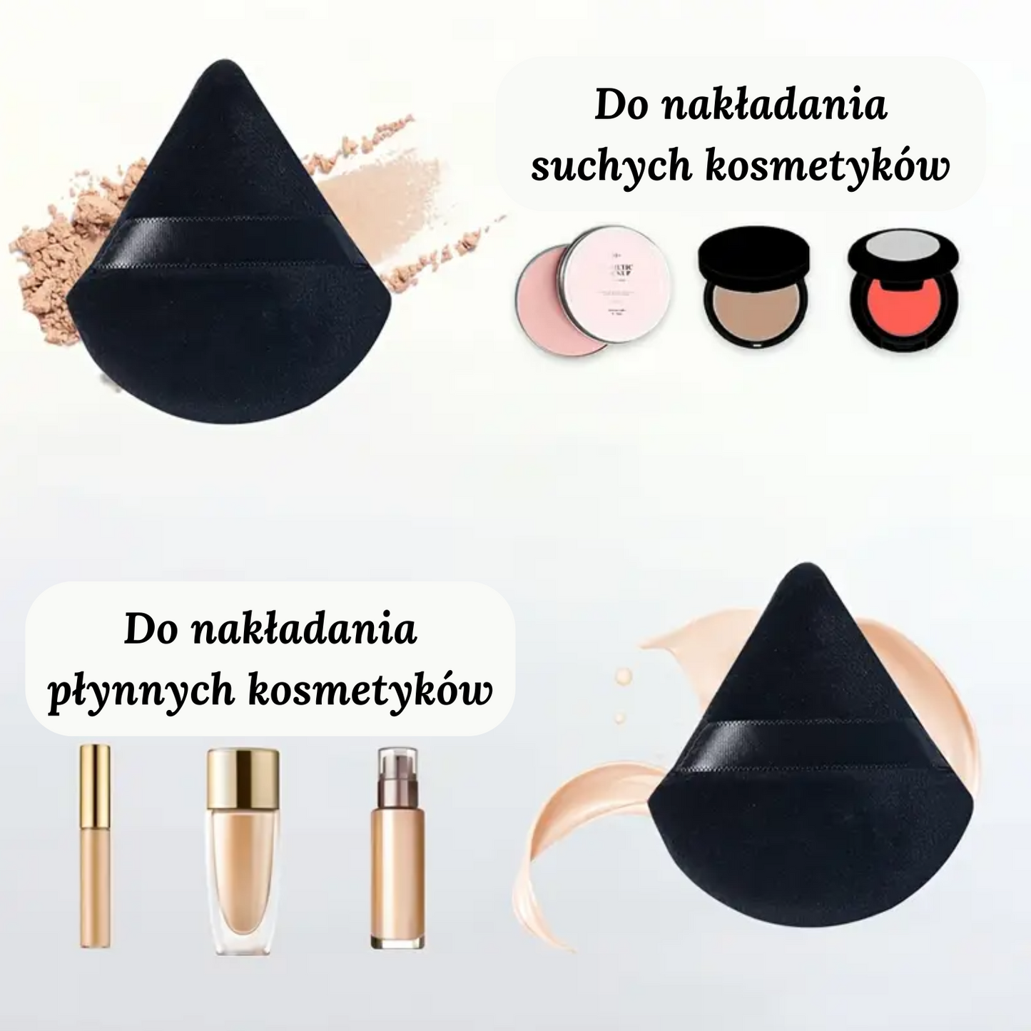 PUSZEK DO PUDRU TRÓJKĄTNY CZARNY GĄBKA DO MAKIJAŻU POWDER PUFF 1 SZT