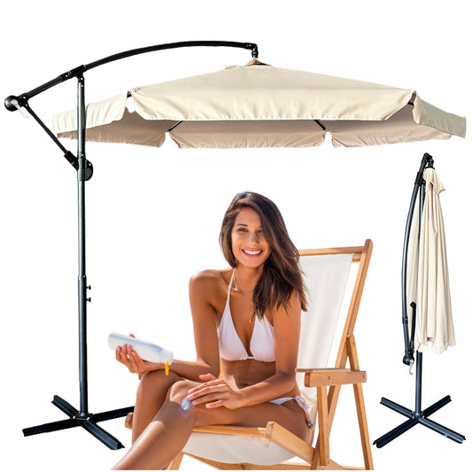 Parasol ogrodowy duży składany z wysięgnikiem 300cm beżowy
