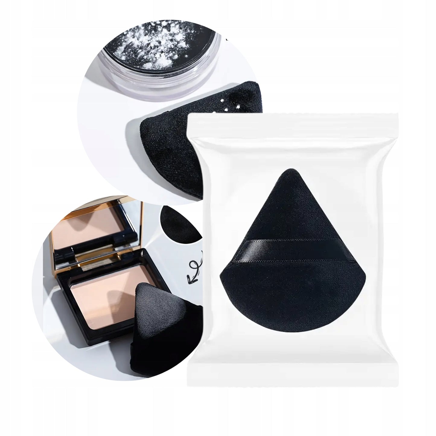 PUSZEK DO PUDRU TRÓJKĄTNY CZARNY GĄBKA DO MAKIJAŻU POWDER PUFF 1 SZT
